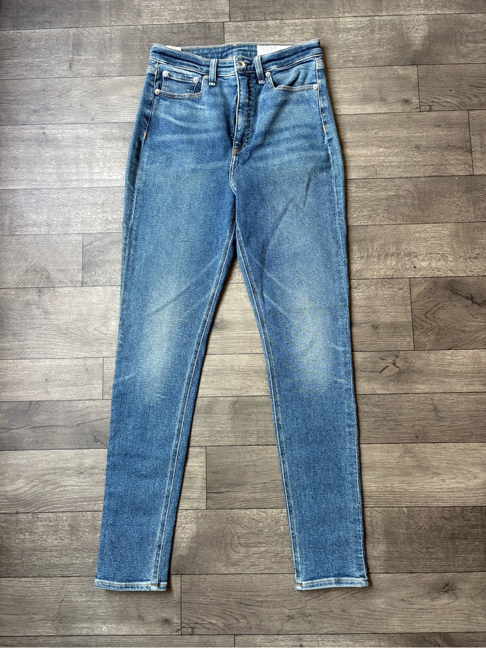 rag & bone Mid-Blue High-Rise Skinny Jeans